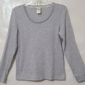 Lucky Brand Women's Gray Long Sleeve Waffle Knit Top Polyester/Spandex‎ - Large